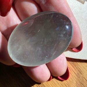 Green quartz palm stone  (Prasiolite)